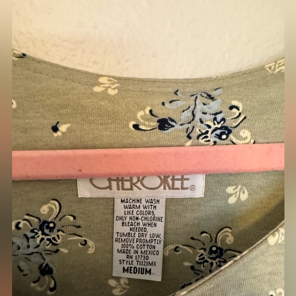 VTG NEW Y2K Cherokee Maxi Dress Floral 100% Cotton Size Medium Green NWT - Picture 4 of 6